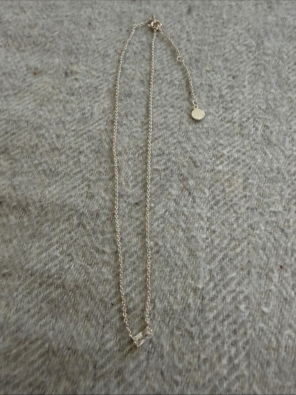 Gorjana Delicate Silver Baguette Crystal Bar Necklace - Women Jewelry